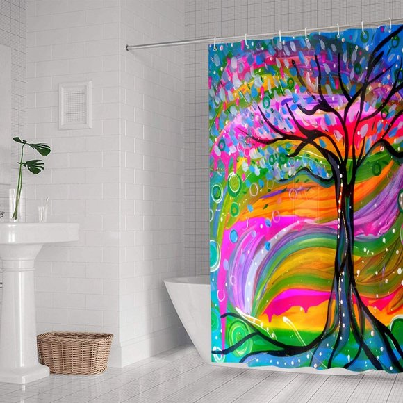 COLORFUL TREE SHOWER CURTAIN - Picture 2 of 3
